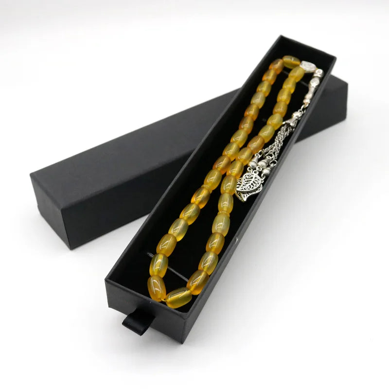 51 Islamic Tasbih Agate Creative Bracelet 33 Beads  Natural Stone Muslim Accessories Tasbeeh Tassel  Jewelry Misbaha Gift Box