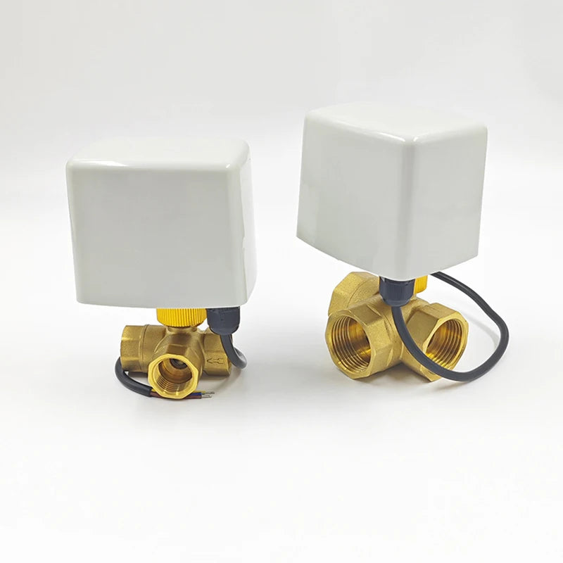 1/2" 3/4" 1" 1-1/4" 1-1/2" Brass 3-Way Electric Ball Valve Three Wire Two Control AC220V DC24V DC12V AC24V