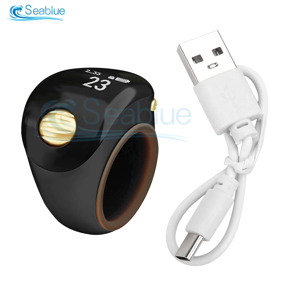OLED Smart Tasbih Tally Digital Counter for Muslims Tasbeeh Zikr Ring 5 Prayer Time Vibration Reminder Type-c Charge