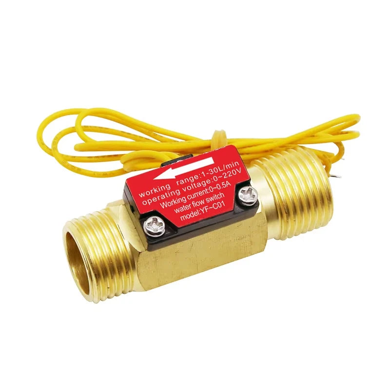 1/2" 3/4" Flow Switch Brass Male thread DN15 DN20 Liquid Water Sensor With filtermesh 0-220V
