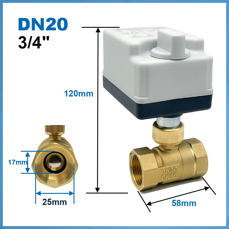 1/2“ 3/4” 1“ 1-1/4” 1-1/2" Electric Ball Valve With Manual Switch AC220V DC12V DC24V 2-Way Brass Ball Valve With Actuator 3-Wire