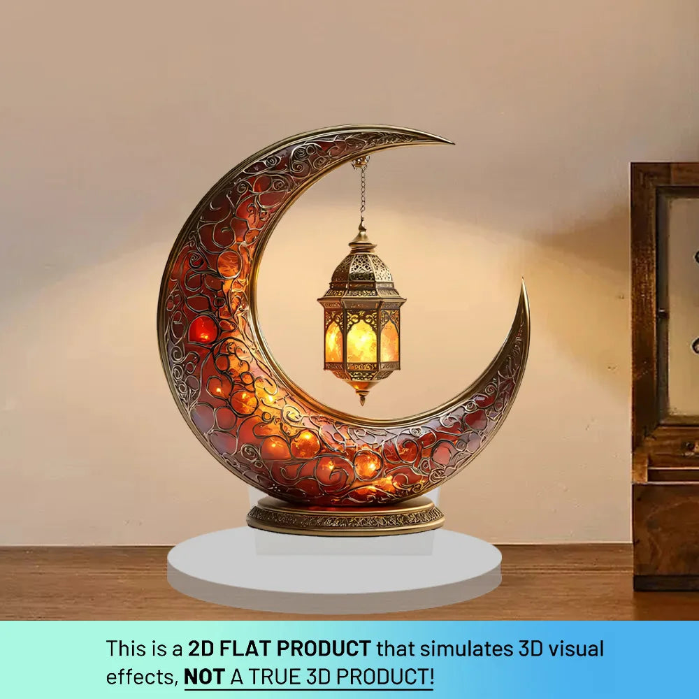 2025 Eid Table Top Decorations Muslim Arabic Eid Table Centerpieces 2D Flat Acrylic Moon Tabletop Random Ornament Assortment