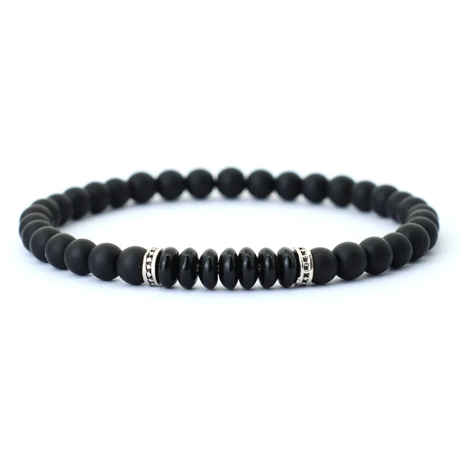 Simple Style Natural Matte Stone Bracelet Unisex Handmade 6mm Tiger Eyes Obsidian Beaded Braslet Healing Leisure Couple Pulseira