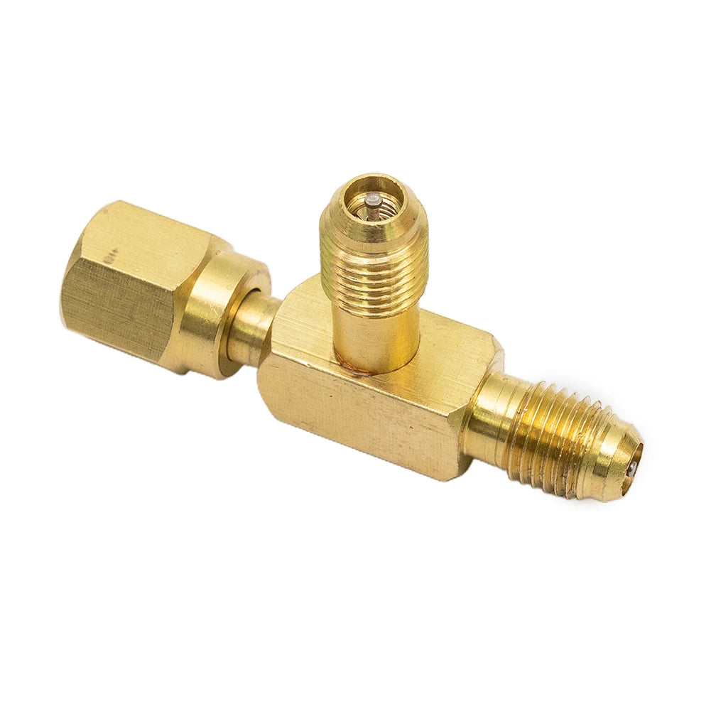 1pc T Type Adapter Tee Adapter 1/4X1/4X1/4\"SAE Flare Add Gauge Deep Vacuum Pump/Manifold Set Solid Brass Tee Adapter