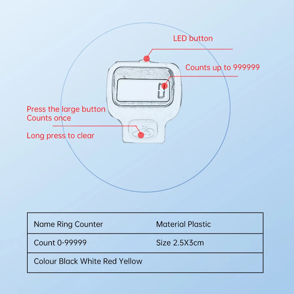 Mini Ring Shape Finger Counter LCD Electronic Digital Tally Counter Smart Ring Click Lap Counter Event Clicker Finger Counters