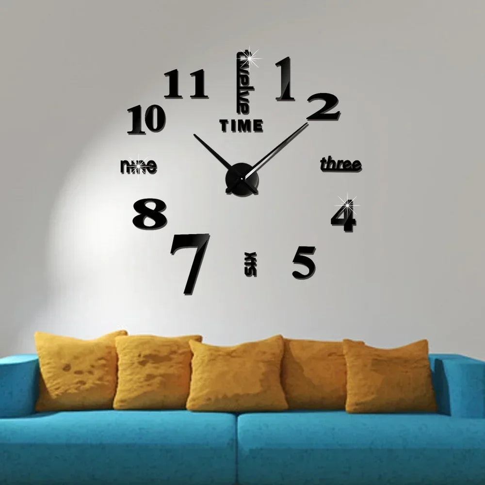 Large 3D Digital Wall Clock Acrylic European Creative Numerals Design Mirror Wall Sticker Clock DIY Self Adhesive Home Decor