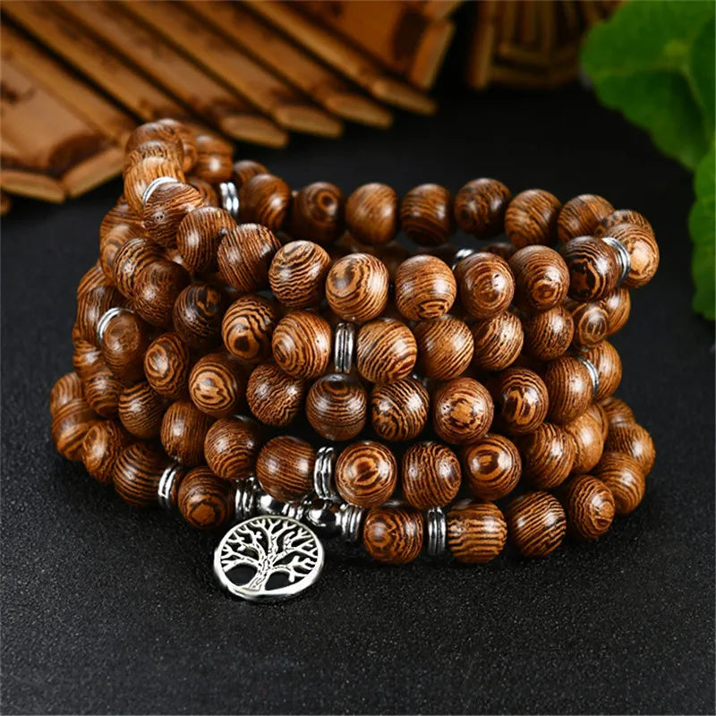 Wood Multi-layer Prayer Beads Bracelet Charm Meditation Yoga Rosary Lucky Wooden Bracelet For Women Men Jewelry Drop shipping