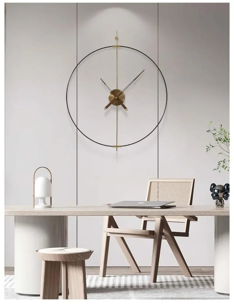 Art Wall Clock Silent Spain Watches Large Living Room Clocks Luxury Minimalist Watch Solid Wood Pointer Home Decoration