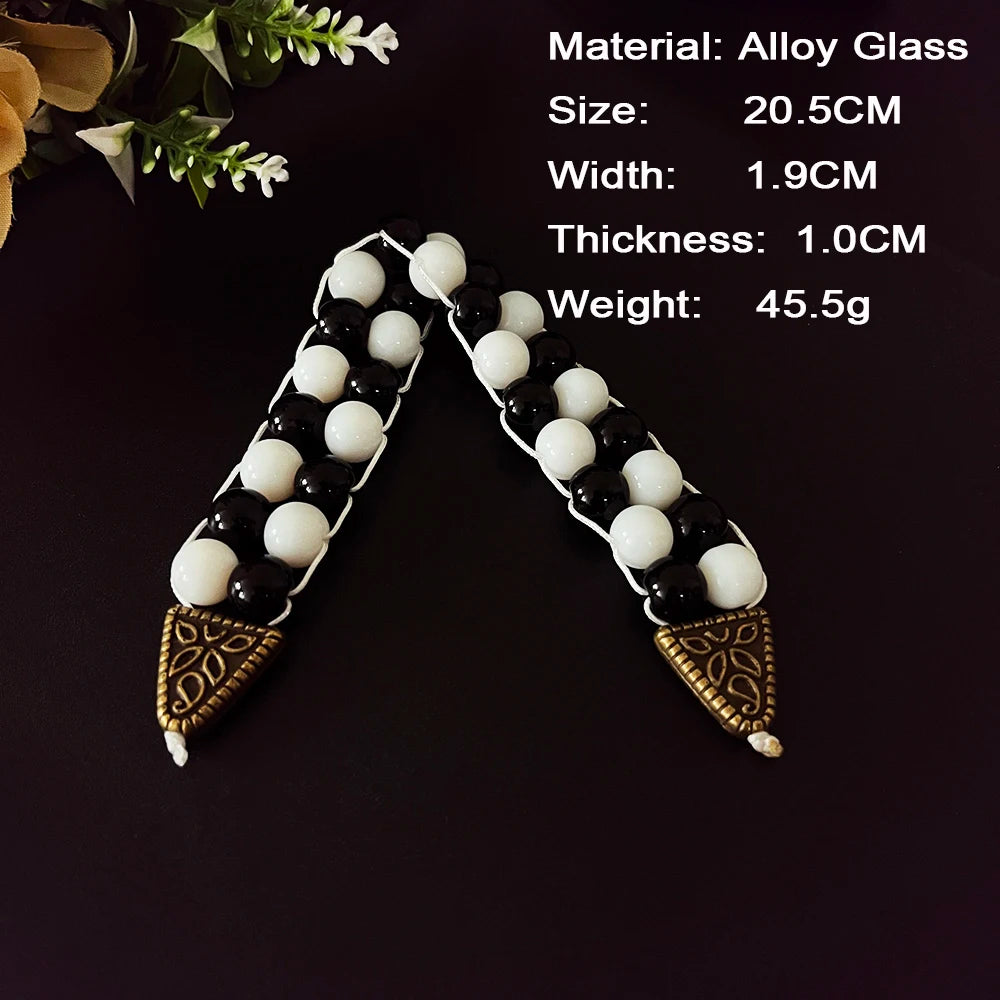 NJ11 New Rosary Men Glass Black White Beads Alloy Flip Muslim Islamic Prayer Bracelets Meditation Transforming Fate Jewelry Gift