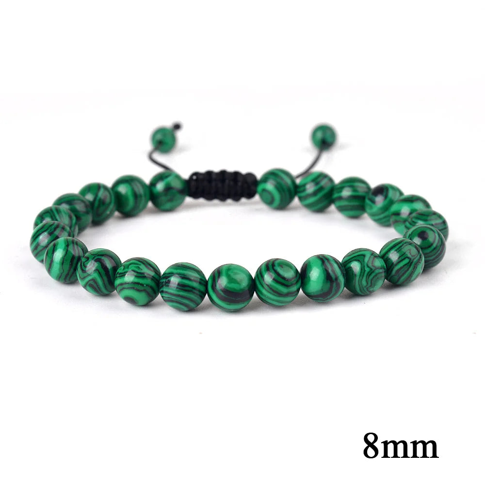 6mm 8mm 10mm Natural Stone Bracelet, Tiger Eye Agate Lava Bead Unisex Adjustable Handwoven Boho Jewelry Gift for Men Women