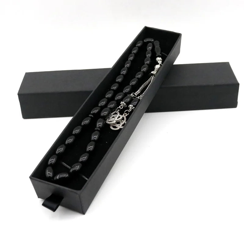 8*12mm Size Oval Natural Agate Tasbih  Muslim Gemstone Prayer Beads  Misbaha Islamic Rosary arabic Fashion Eid ramadan Gifts