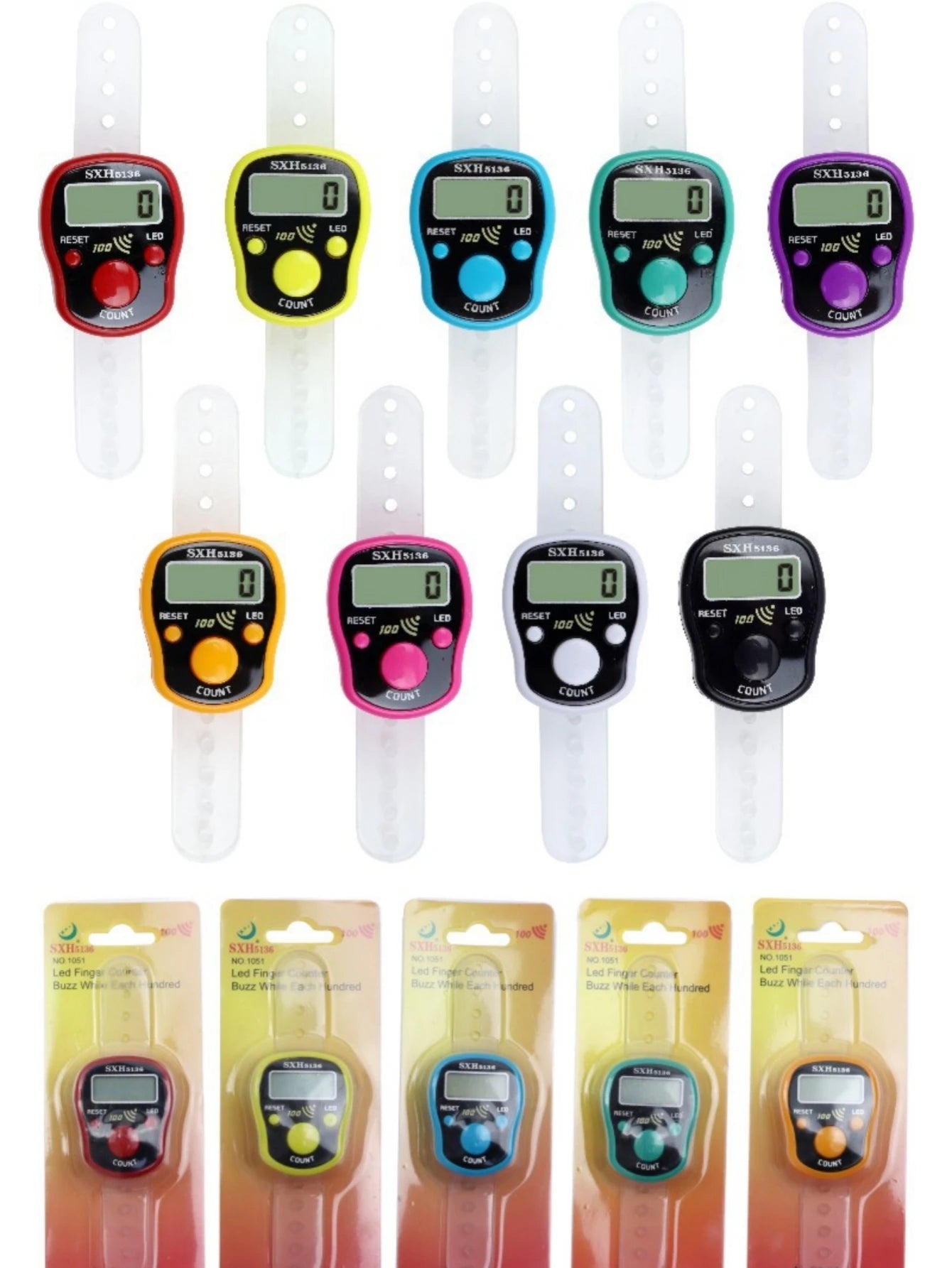 12/1pcs Ring Counter Portable Electronic Counter Manual Key Counter Mini Handheld Counter (Assorted Colors)