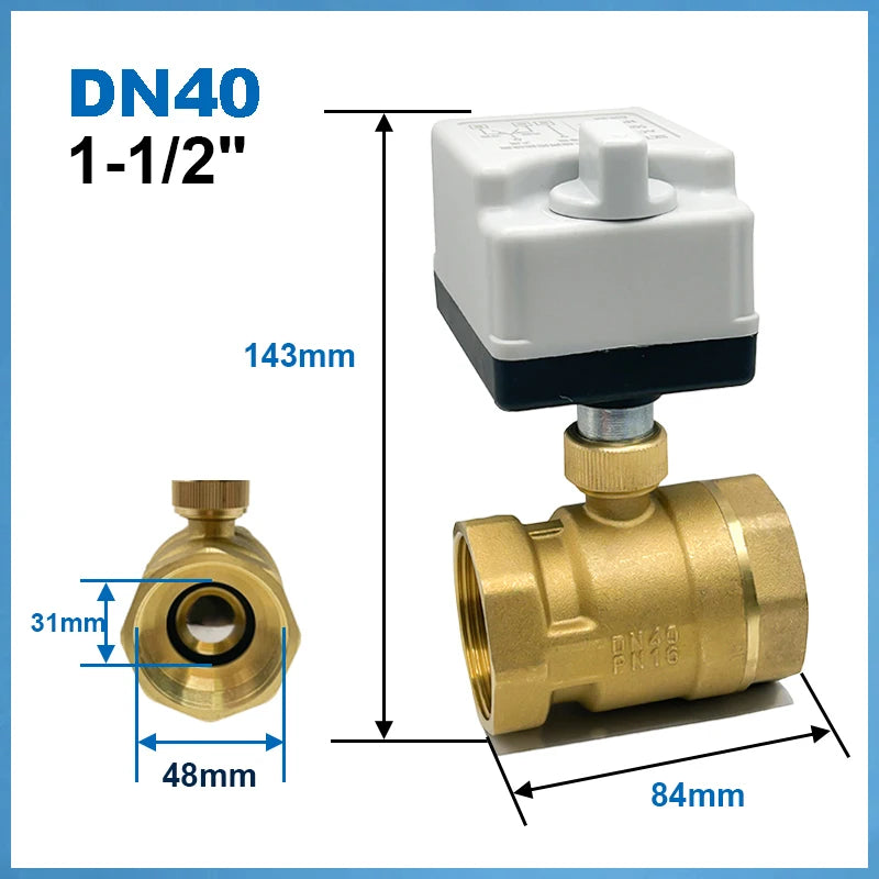 1/2“ 3/4” 1“ 1-1/4” 1-1/2" Electric Ball Valve With Manual Switch AC220V DC12V DC24V 2-Way Brass Ball Valve With Actuator 3-Wire