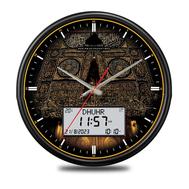 Contemporary Wall Clock Round Azan Clock 13inch Screen with Smooth Operation N0HC