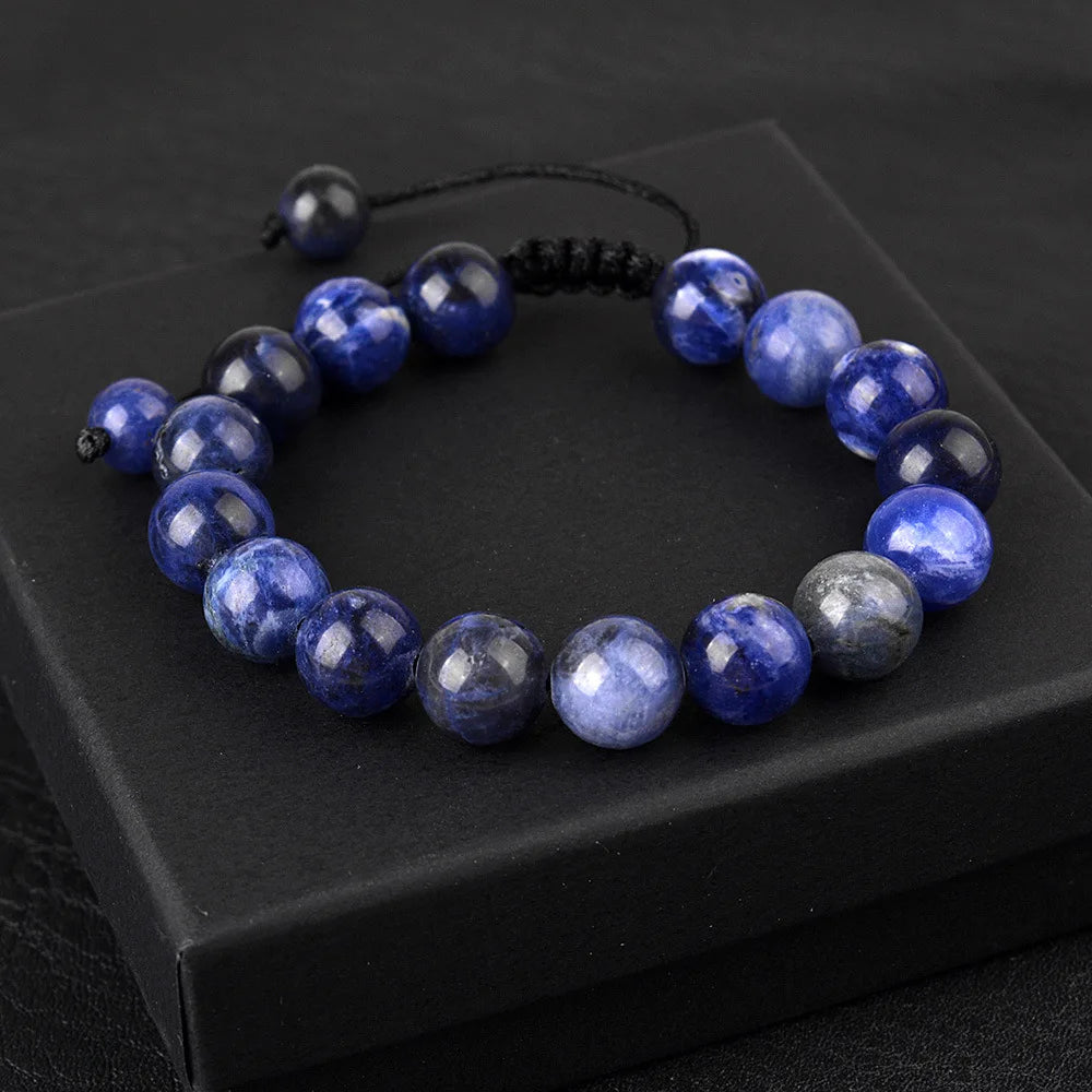 6mm 8mm 10mm Natural Stone Bracelet, Tiger Eye Agate Lava Bead Unisex Adjustable Handwoven Boho Jewelry Gift for Men Women