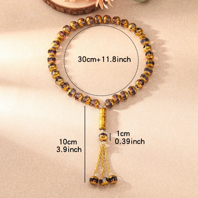 33PCS Holy Muslim Crystal Rosary Prayer Beads Glass Loose Islamic Prayer Beaded Bracelets Prayer Jewelry Accessories Wholesale