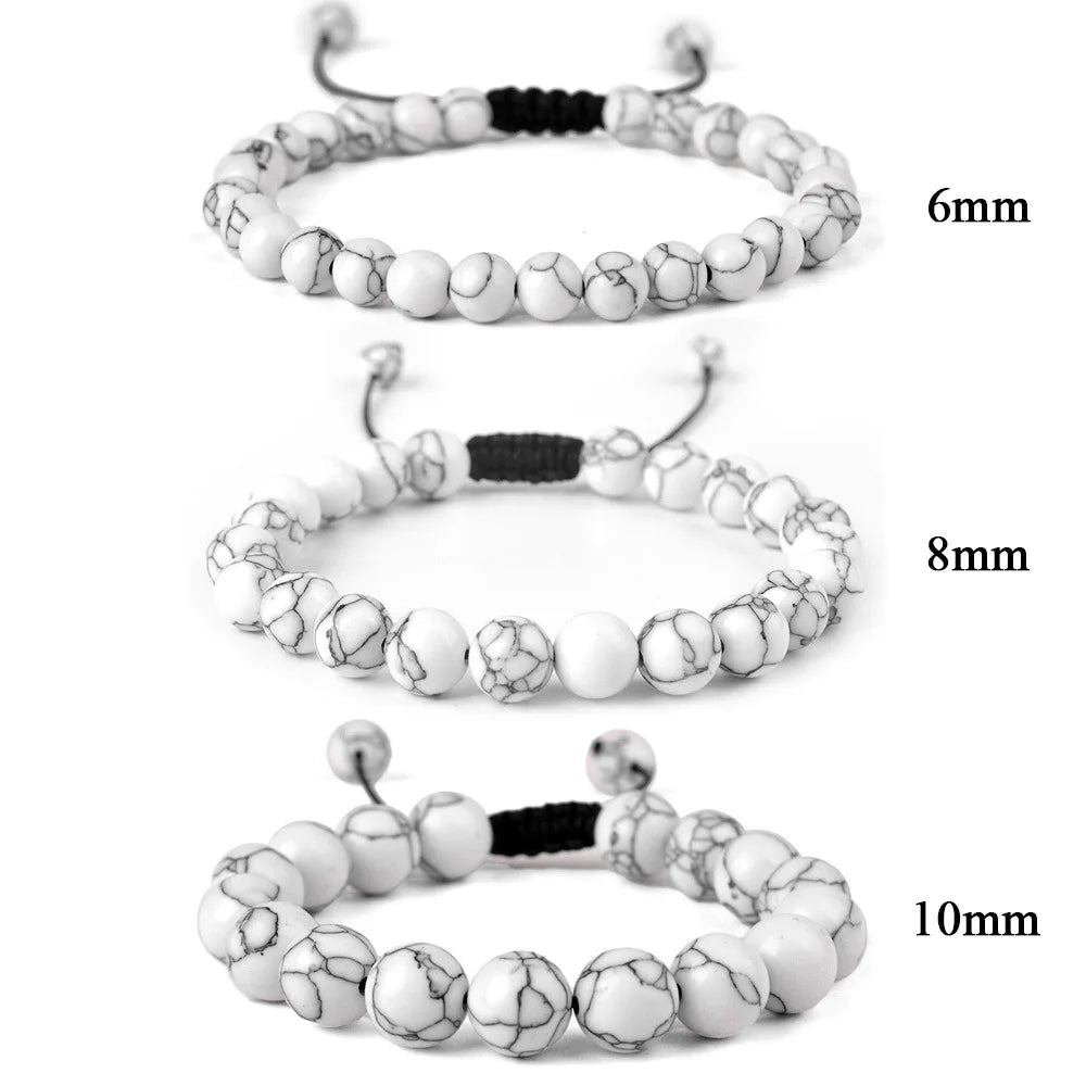 6mm 8mm 10mm Natural Stone Bracelet, Tiger Eye Agate Lava Bead Unisex Adjustable Handwoven Boho Jewelry Gift for Men Women