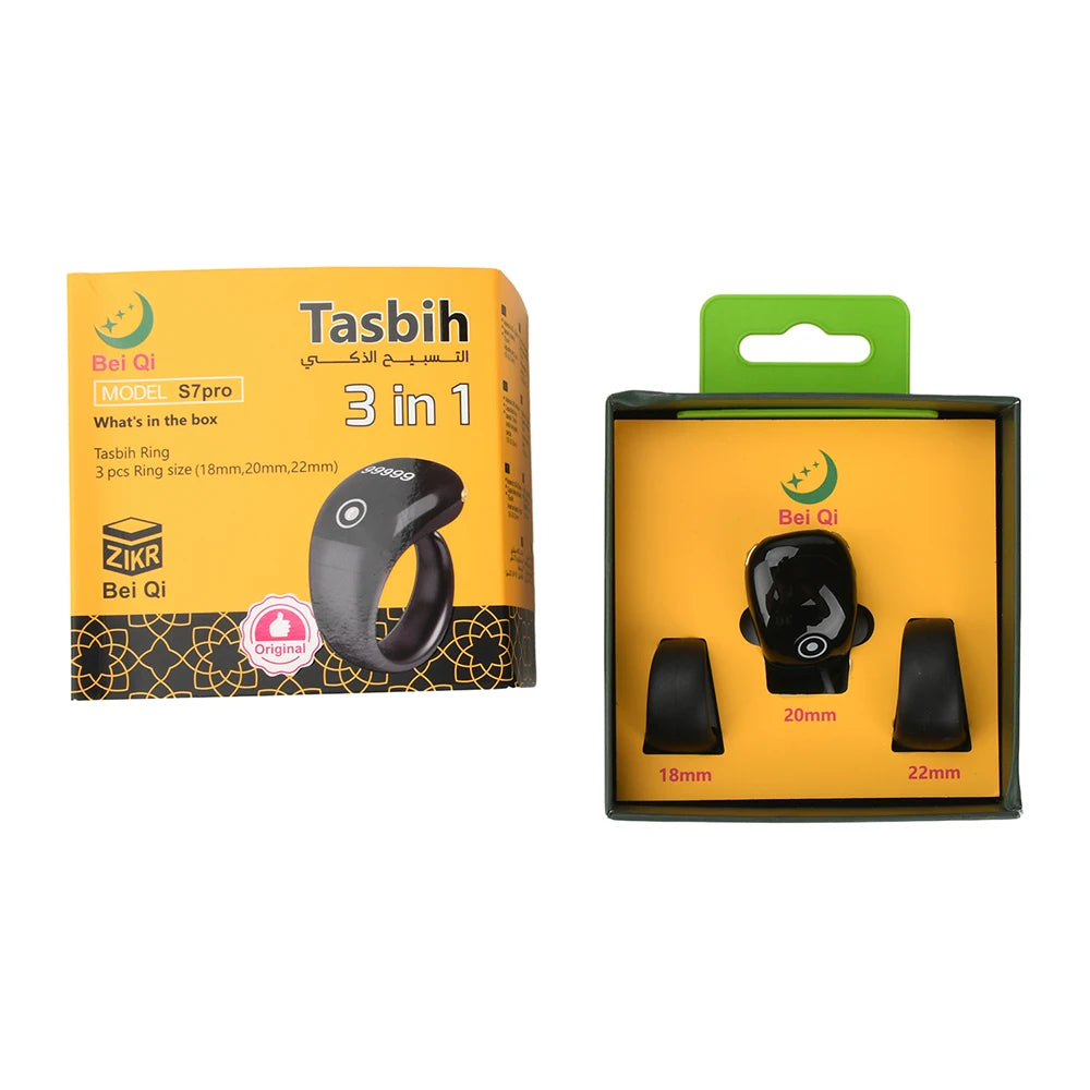 S7pro Bluetooth Electronic Counter APP Control Monitor Smart Finger Counter Muslims Tasbeeh Zikr Ring Prayer Time