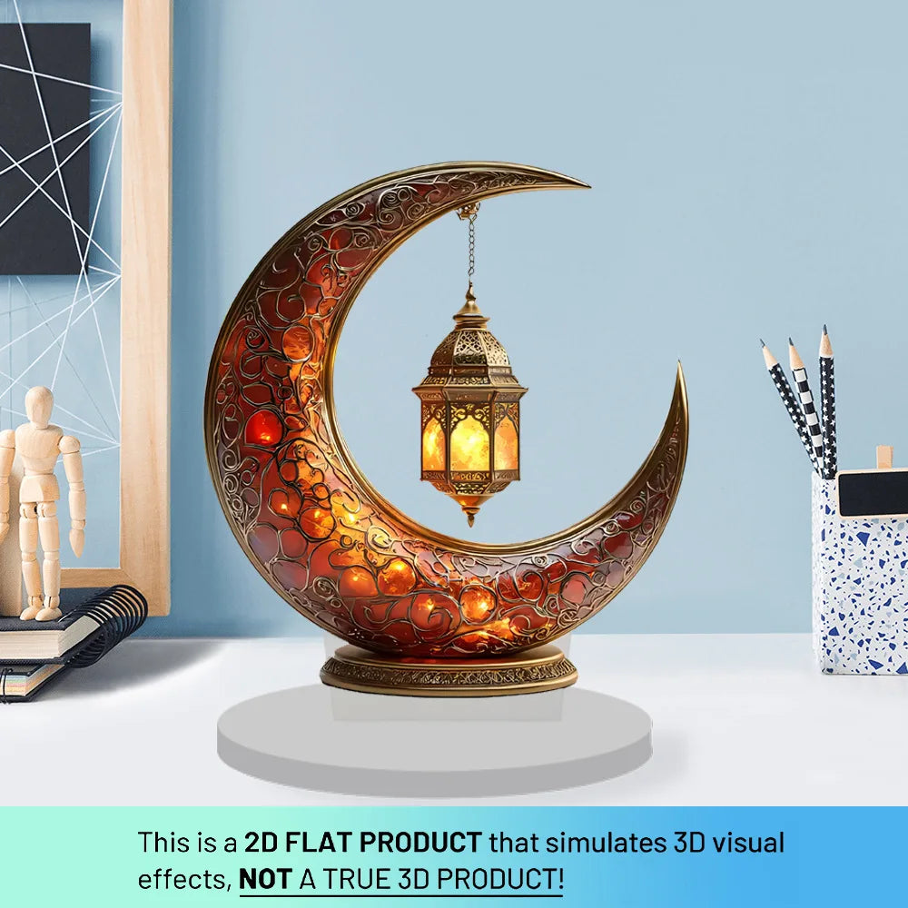 2025 Eid Table Top Decorations Muslim Arabic Eid Table Centerpieces 2D Flat Acrylic Moon Tabletop Random Ornament Assortment