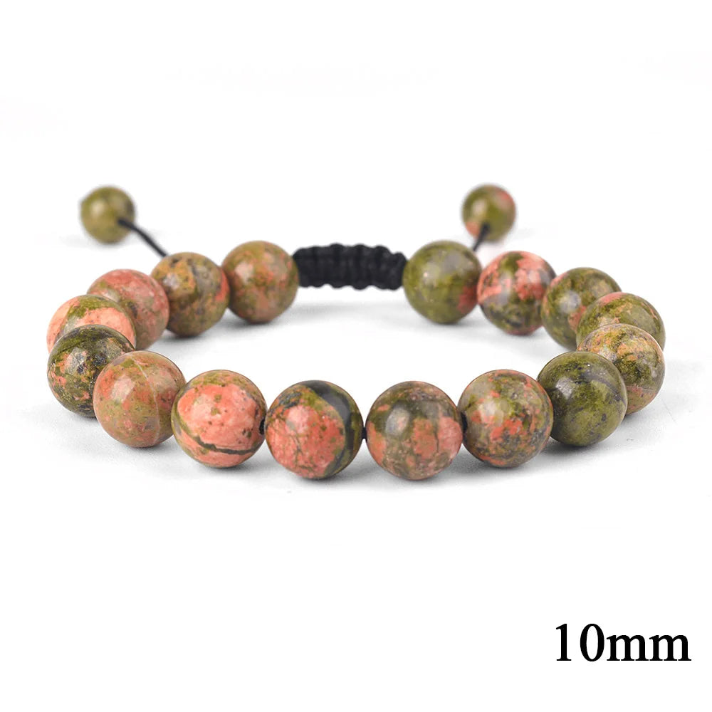 6mm 8mm 10mm Natural Stone Bracelet, Tiger Eye Agate Lava Bead Unisex Adjustable Handwoven Boho Jewelry Gift for Men Women