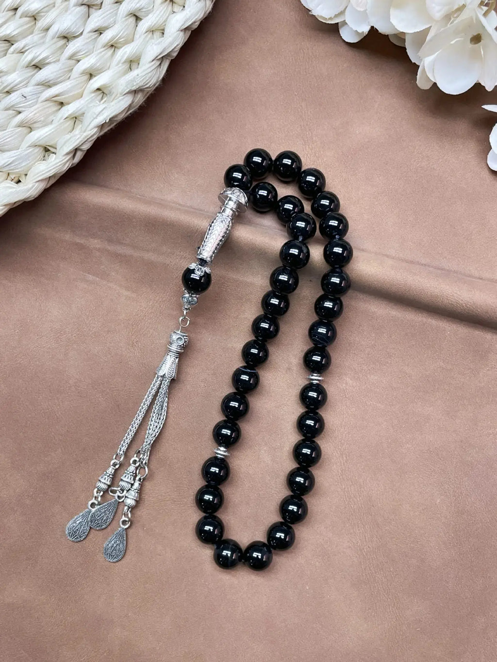 11pcs Islamic 33 Beads Glass Tasbih Arabic Prayer Misbaha Sebha Bracelet Hand Chain Muslim Rosary Jewelry for Men Women Gift