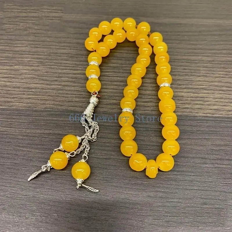 F2TD Crystal Prayer Beads Tassels Hand Bracelet Islamic 33 Beads Rosary Bracelet Religious Jewelry Gift for Men Women