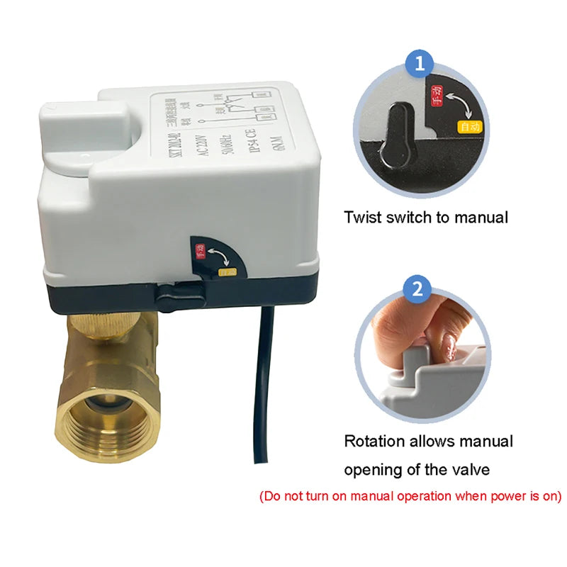 1/2“ 3/4” 1“ 1-1/4” 1-1/2" Electric Ball Valve With Manual Switch AC220V DC12V DC24V 2-Way Brass Ball Valve With Actuator 3-Wire