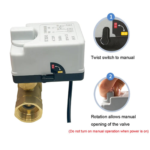 1/2“ 3/4” 1“ 1-1/4” 1-1/2" Electric Ball Valve With Manual Switch AC220V DC12V DC24V 2-Way Brass Ball Valve With Actuator 3-Wire