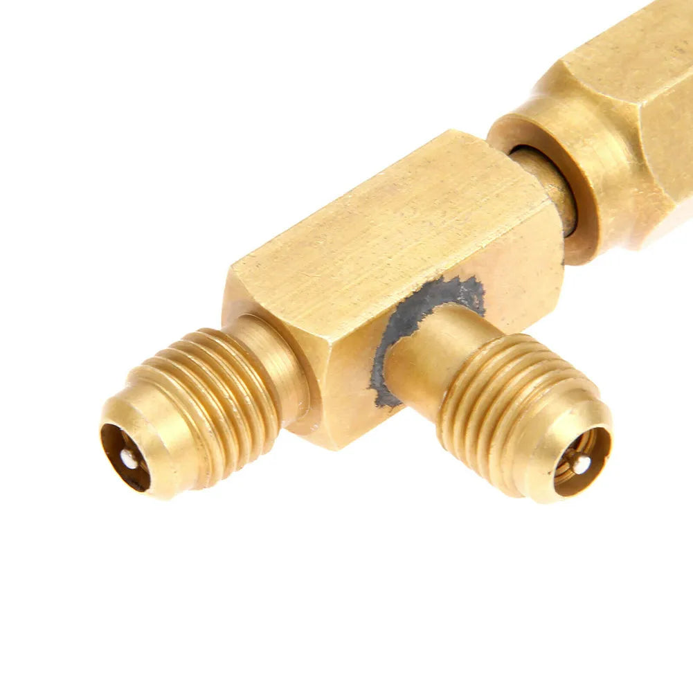 1pc T Type Adapter Tee Adapter 1/4X1/4X1/4\"SAE Flare Add Gauge Deep Vacuum Pump/Manifold Set Solid Brass Tee Adapter