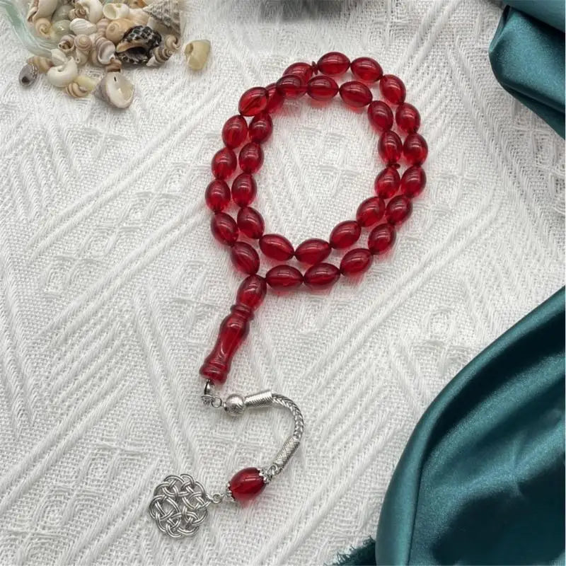 Premium Islamic Tasbih Oval Acrylic Beads Lightweight Portable Muslims Rosary Bracelet For Prayer Spiritual Practice