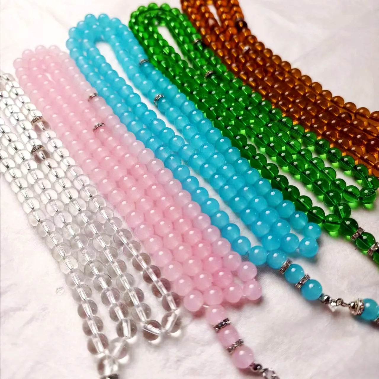 1PC  glass bracelet, Islamic Prayer Beads, Muslim Rosary for Prayer, Meditation, Stress Relief & Ramadan Eid Gift for Men Women