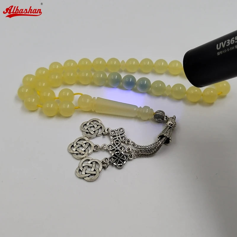 Tasbih yellow resin Ultraviolet discoloration Muslim bracelet 33 prayer beads arabic accessories islamic Misbaha