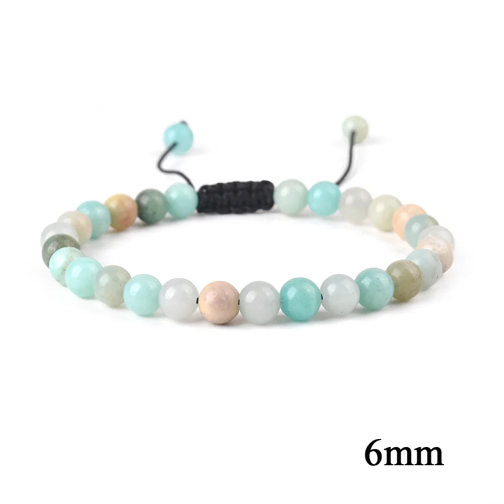 6mm 8mm 10mm Natural Stone Bracelet, Tiger Eye Agate Lava Bead Unisex Adjustable Handwoven Boho Jewelry Gift for Men Women