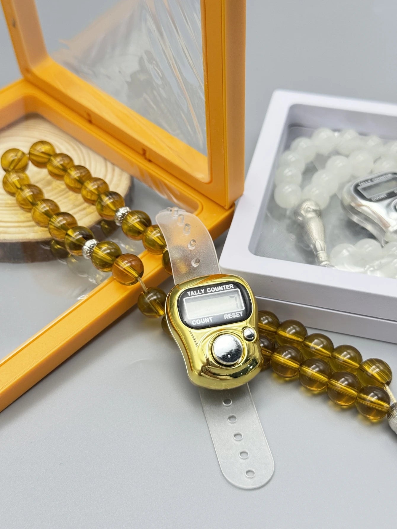 1PC 33 Beads Misbaha Counter Set - Golden/Silver Prayer Beads with Transparent Gift Box | Tasbih Dhikr Counter for Muslim