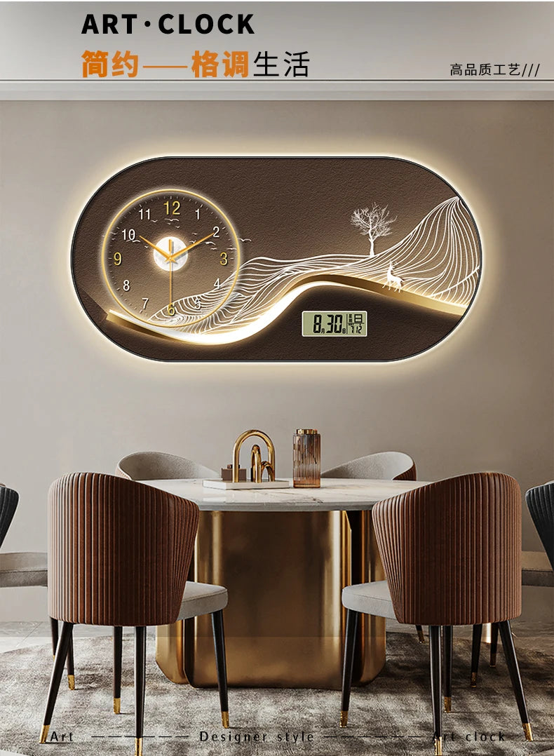 Modern minimalist living room wall clock high-end creative fashion clock restaurant bedroom wall-mounted electronic clock