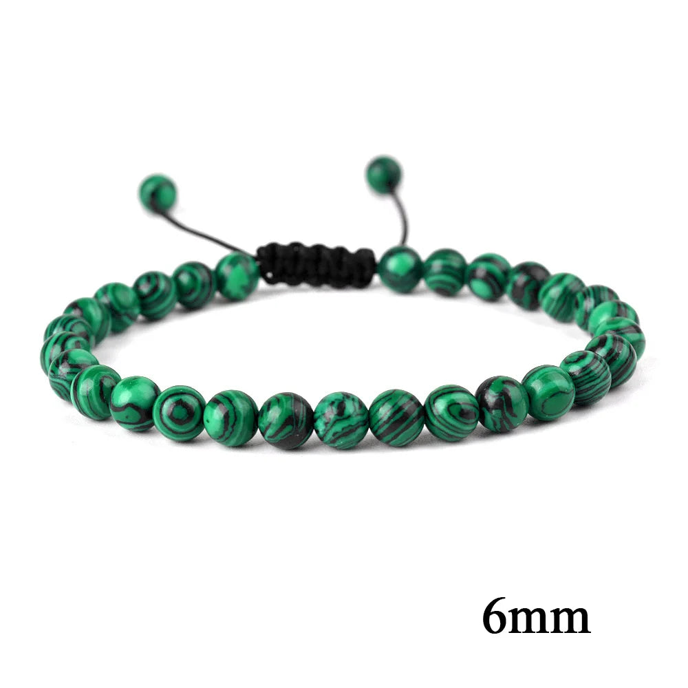 6mm 8mm 10mm Natural Stone Bracelet, Tiger Eye Agate Lava Bead Unisex Adjustable Handwoven Boho Jewelry Gift for Men Women