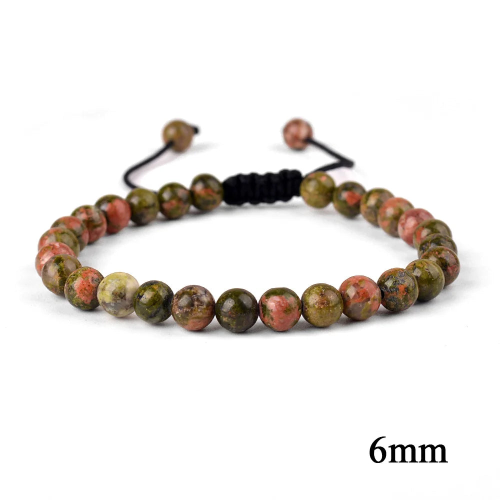 6mm 8mm 10mm Natural Stone Bracelet, Tiger Eye Agate Lava Bead Unisex Adjustable Handwoven Boho Jewelry Gift for Men Women