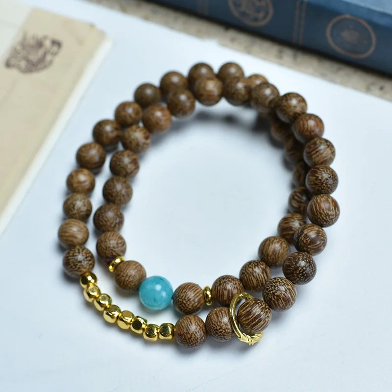Vietnamese Nha Trang White Kynam Agarwood Bracelet Old-Style Beads Double-Circle Sinkable Rosary With Natural Fragrance Unisex