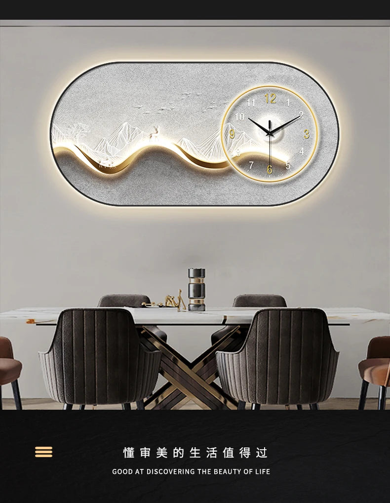 Modern minimalist living room wall clock high-end creative fashion clock restaurant bedroom wall-mounted electronic clock