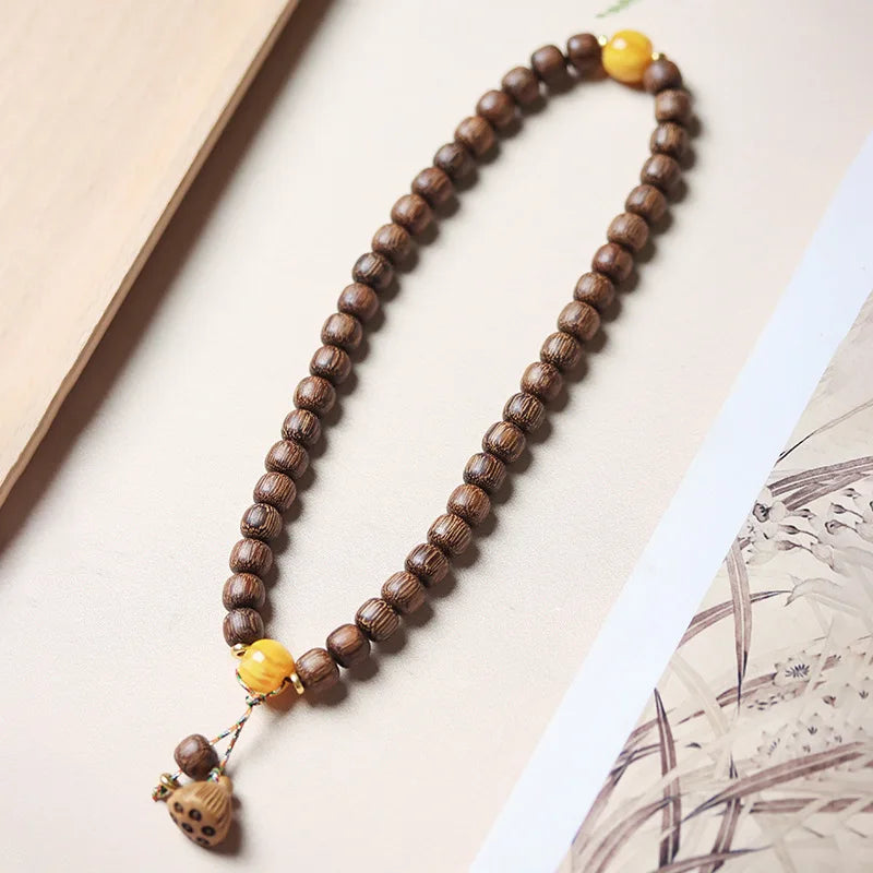 Vietnamese Nha Trang White Kynam Agarwood Bracelet Old-Style Beads Double-Circle Sinkable Rosary With Natural Fragrance Unisex