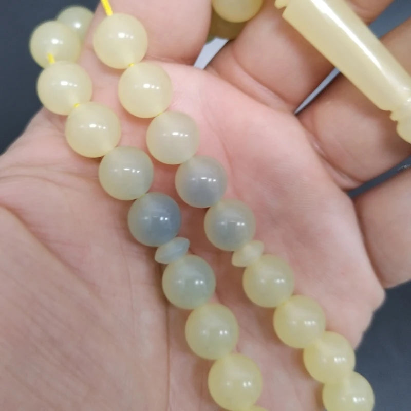 Tasbih yellow resin Ultraviolet discoloration Muslim bracelet 33 prayer beads arabic accessories islamic Misbaha