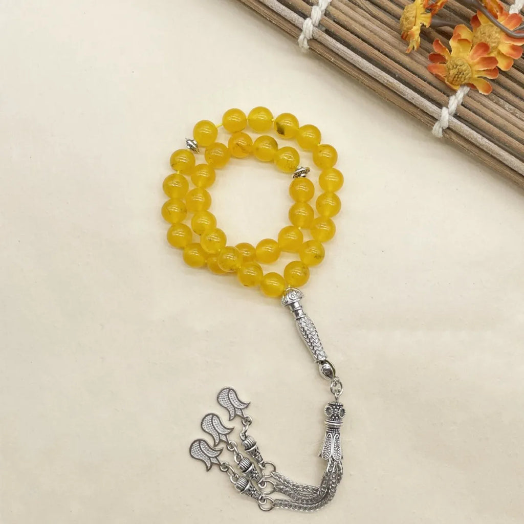 6pcs Natural Stone Beads Islamic Tasbih 8mm 33 Beads Misbaha Sebha Rosary Bracelet Muslim Men Women Meditation Prayer Jewelry