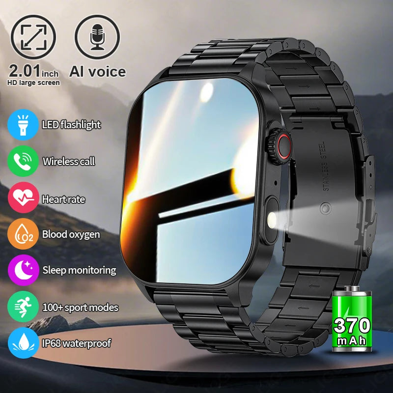 LIGE Smart Watch for Men Women LED Flashlight Full Touch Screen Sport Fitness Watches BT Call Digital Smartwatch Wristwatch New