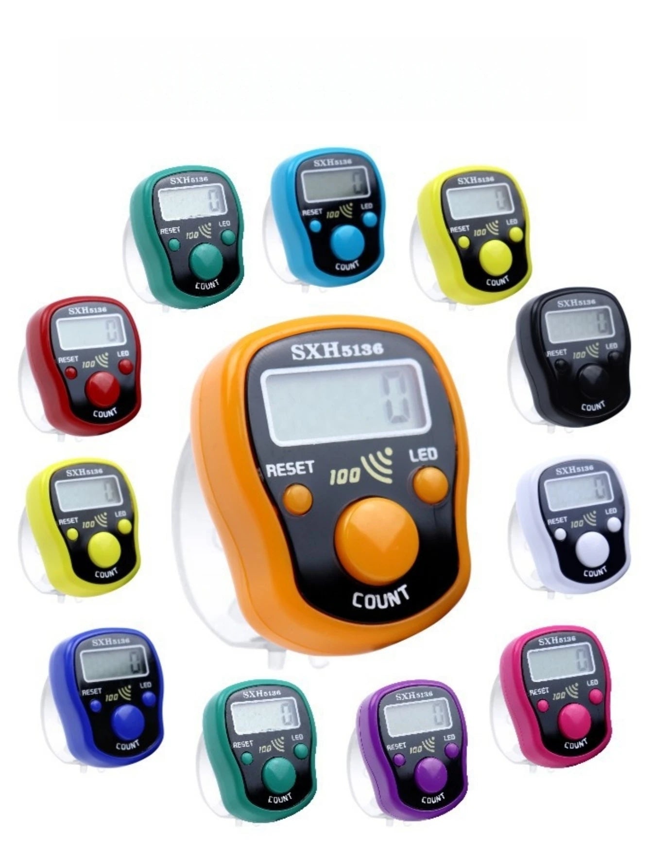 12/1pcs Ring Counter Portable Electronic Counter Manual Key Counter Mini Handheld Counter (Assorted Colors)