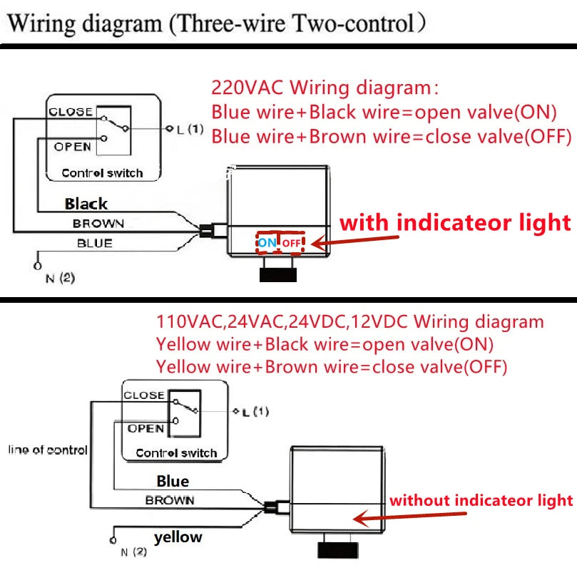 AC220V 110V 24V DC24V 12V Electric actuator motorized brass ball valve 2 way 3 wire 2 Control valve can replace solenoid valve