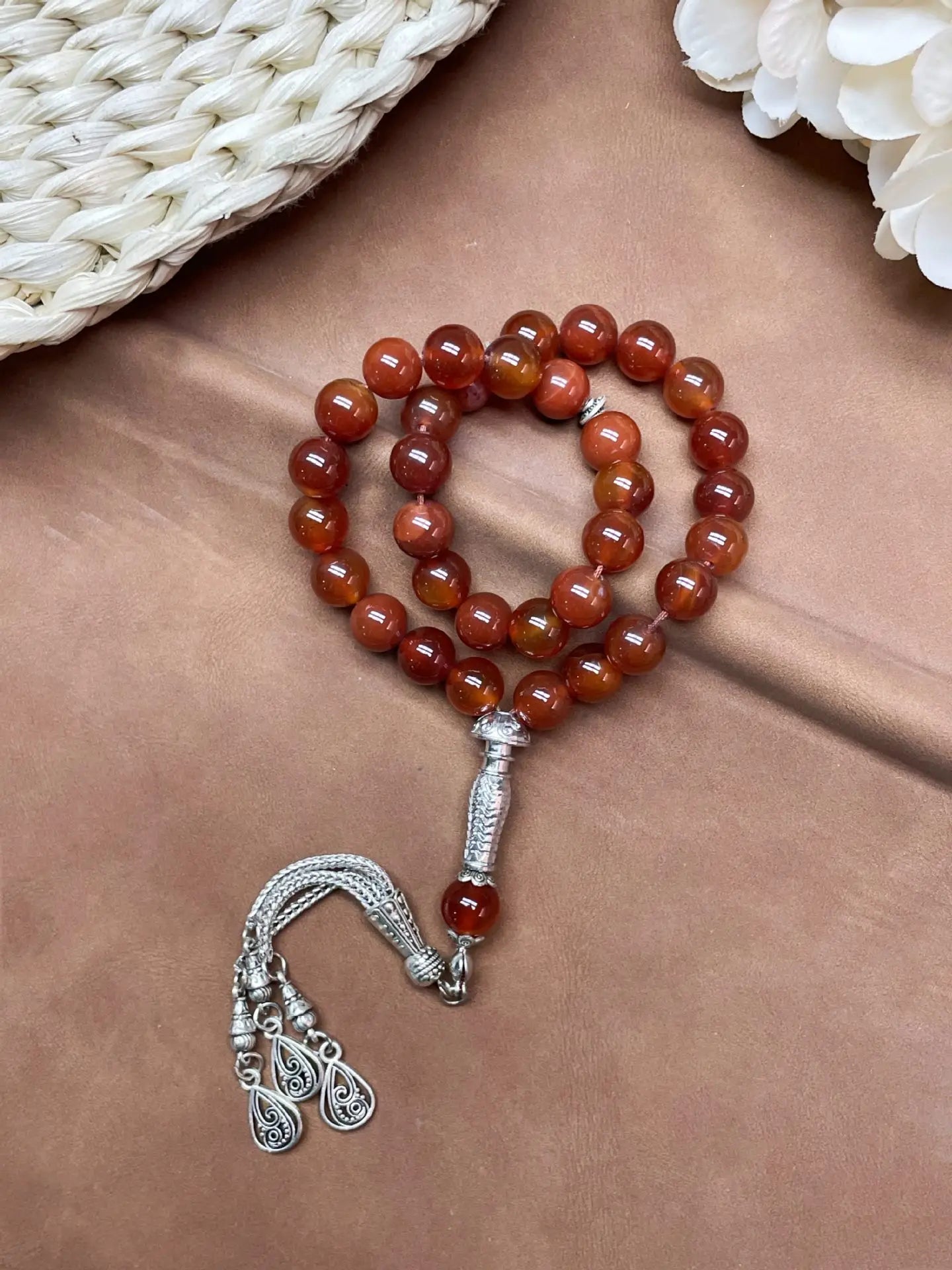 11pcs Islamic 33 Beads Glass Tasbih Arabic Prayer Misbaha Sebha Bracelet Hand Chain Muslim Rosary Jewelry for Men Women Gift