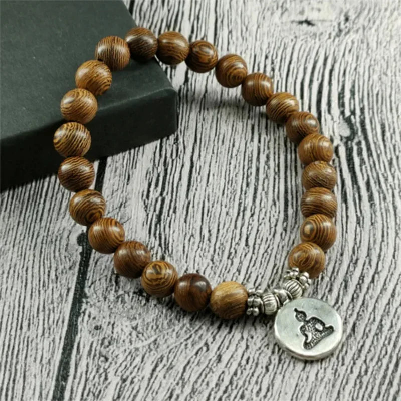 Wood Multi-layer Prayer Beads Bracelet Charm Meditation Yoga Rosary Lucky Wooden Bracelet For Women Men Jewelry Drop shipping