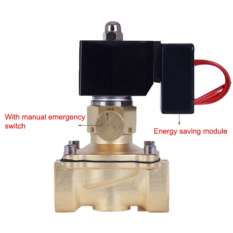 1/2" 3/4" 1" 1-1/4" 1-1/2" 2" Brass Electric Solenoid Valve With Manual Emergency Switch AC220V DC24V For Water Oil Air