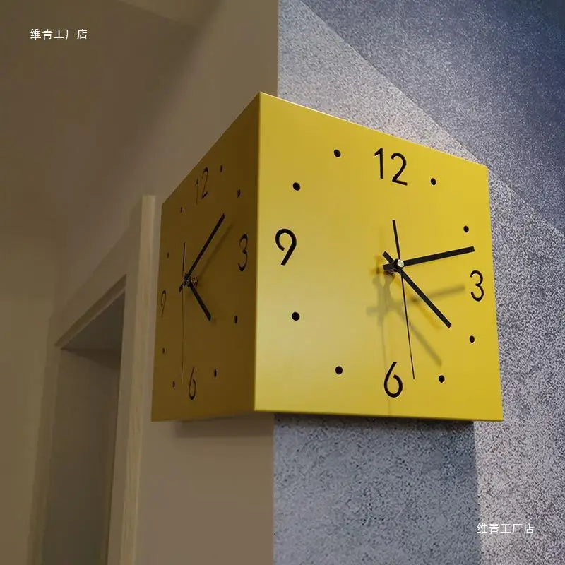 2025Simple and creative corner double-sided wall clock, double-sided clock, living room, silent corner clock, universal