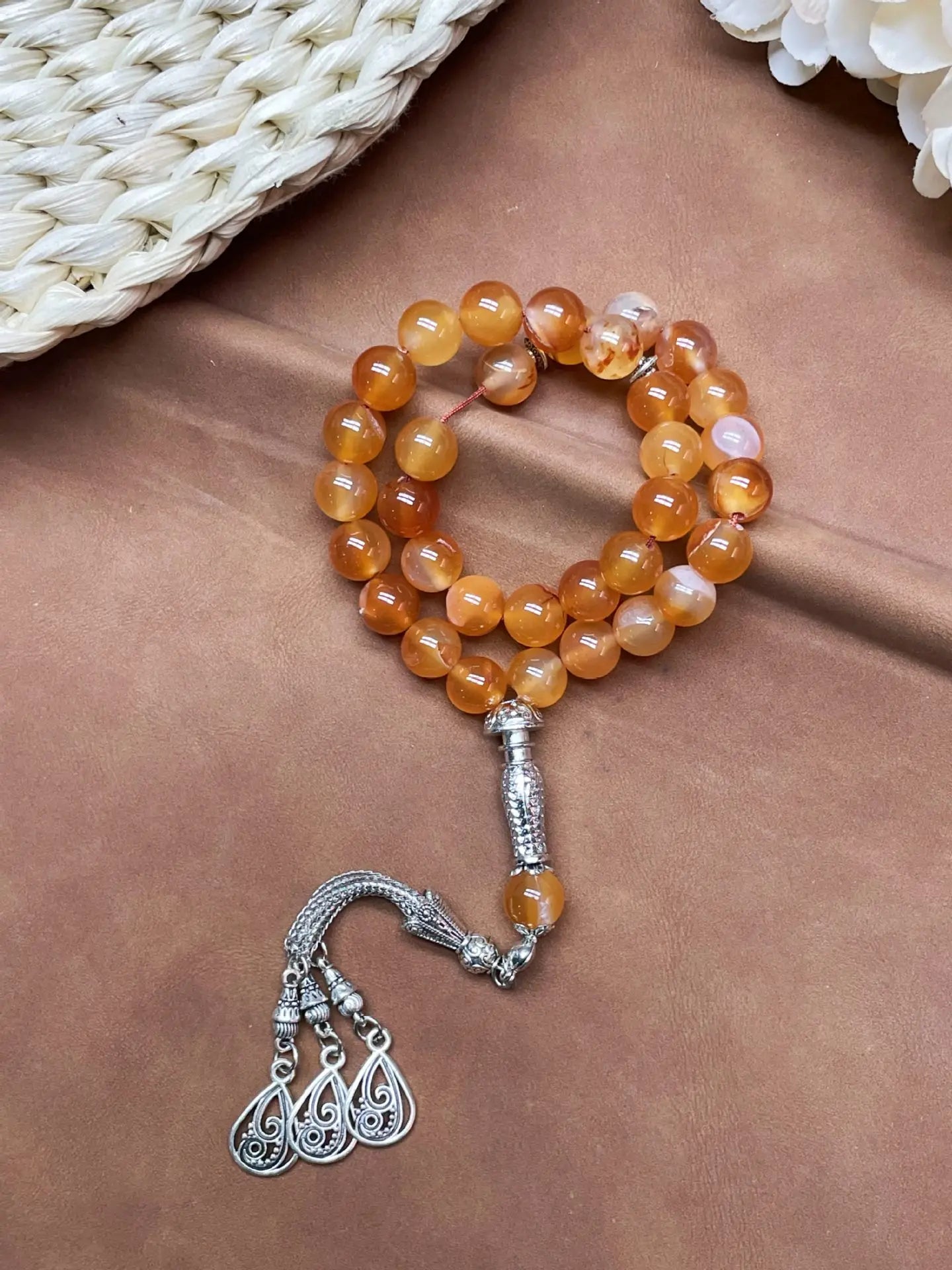 11pcs Islamic 33 Beads Glass Tasbih Arabic Prayer Misbaha Sebha Bracelet Hand Chain Muslim Rosary Jewelry for Men Women Gift